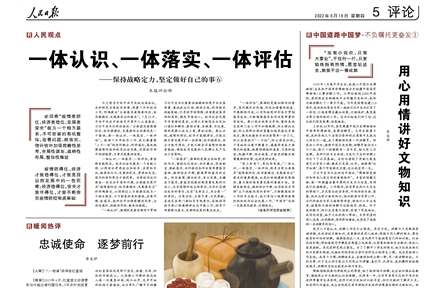 一體認識、一體落實、一體評估——保持戰(zhàn)略定力，堅定做好自己的事⑥