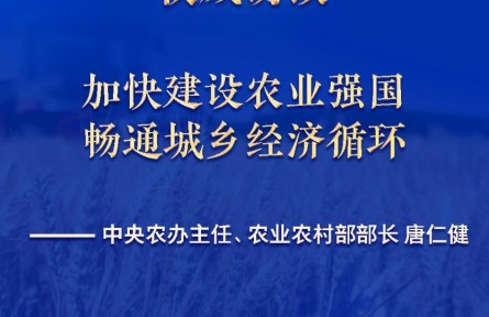 加快建設(shè)農(nóng)業(yè)強國 暢通城鄉(xiāng)經(jīng)濟循環(huán)——訪中央農(nóng)辦主任、農(nóng)業(yè)農(nóng)村部部長唐仁健